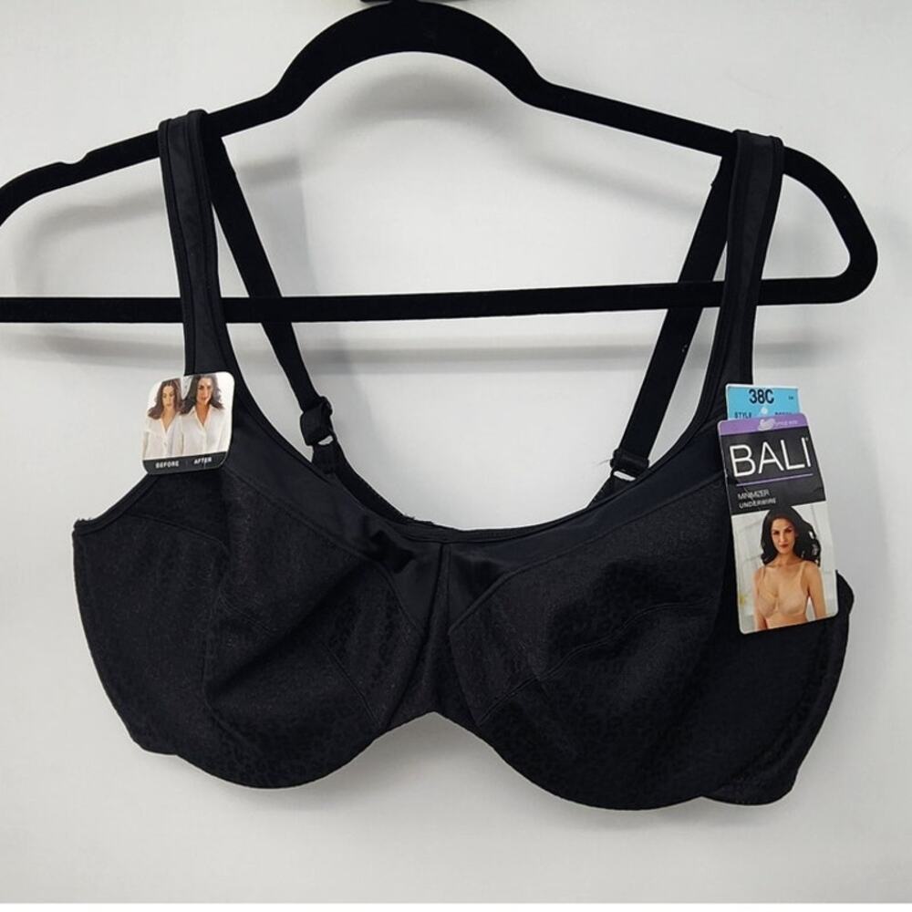 New NWT Bali Minimizer Underwire Black Bra Size 38C‎ Full Coverage